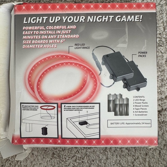 GoSports Cornhole LED Light Rings Red New in Box - Picture 2 of 4